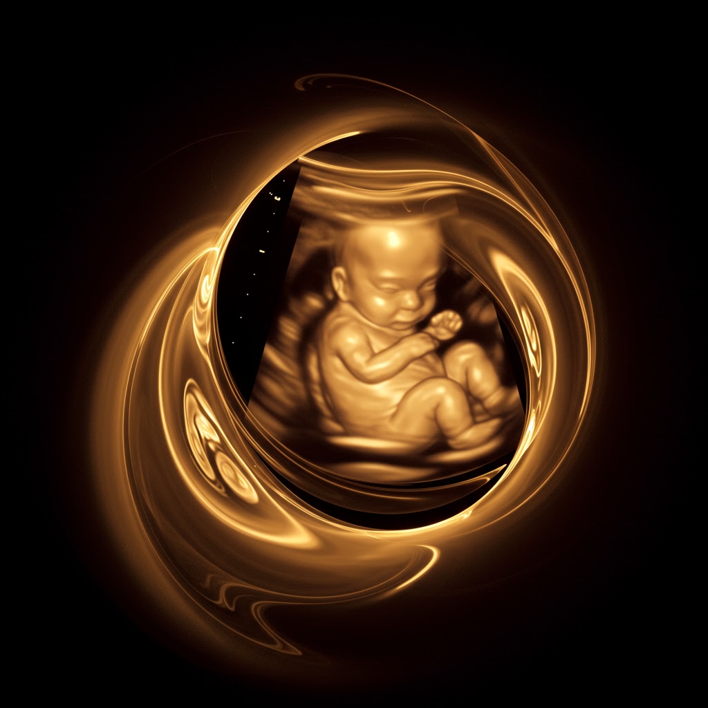 Artistic representation of a 4D ultrasound